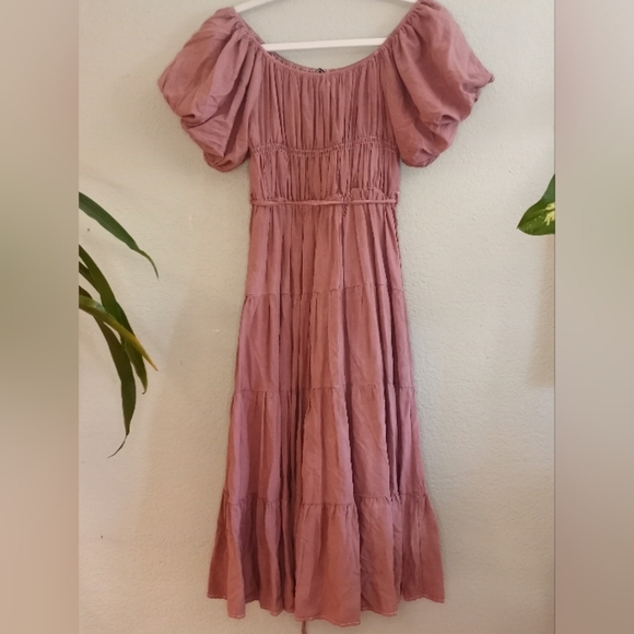 Lillusory Coquette Girl Off The Shoulder Balloon Sleeve Flowy Dress Cottagecore - Picture 3 of 6